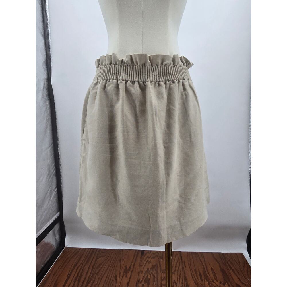 J Crew Beige Cotton-Linen City Skirt Minimalist Neutral Career Woman